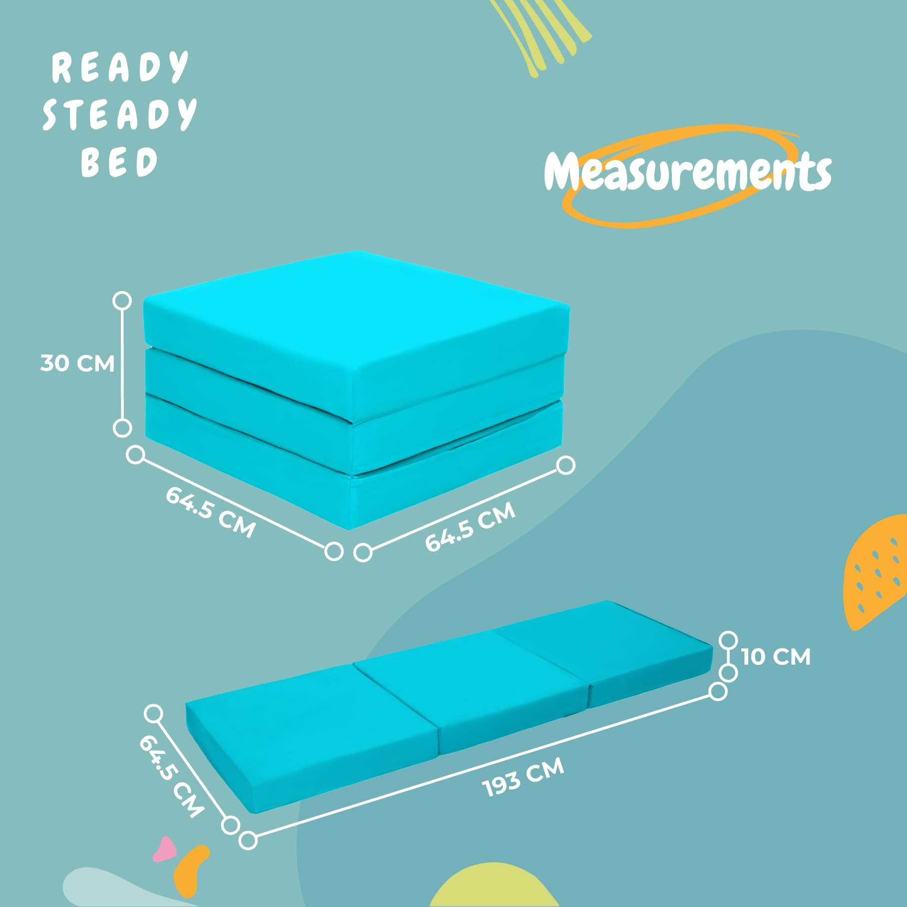 Ready Steady Bed - Materasso pieghevole singolo a Z | Letto a Z pieghevole resistente all'acqua | Materasso per bambini e ospiti per soggiorno e camera da letto | Pouf futon comodo | Divano sedia