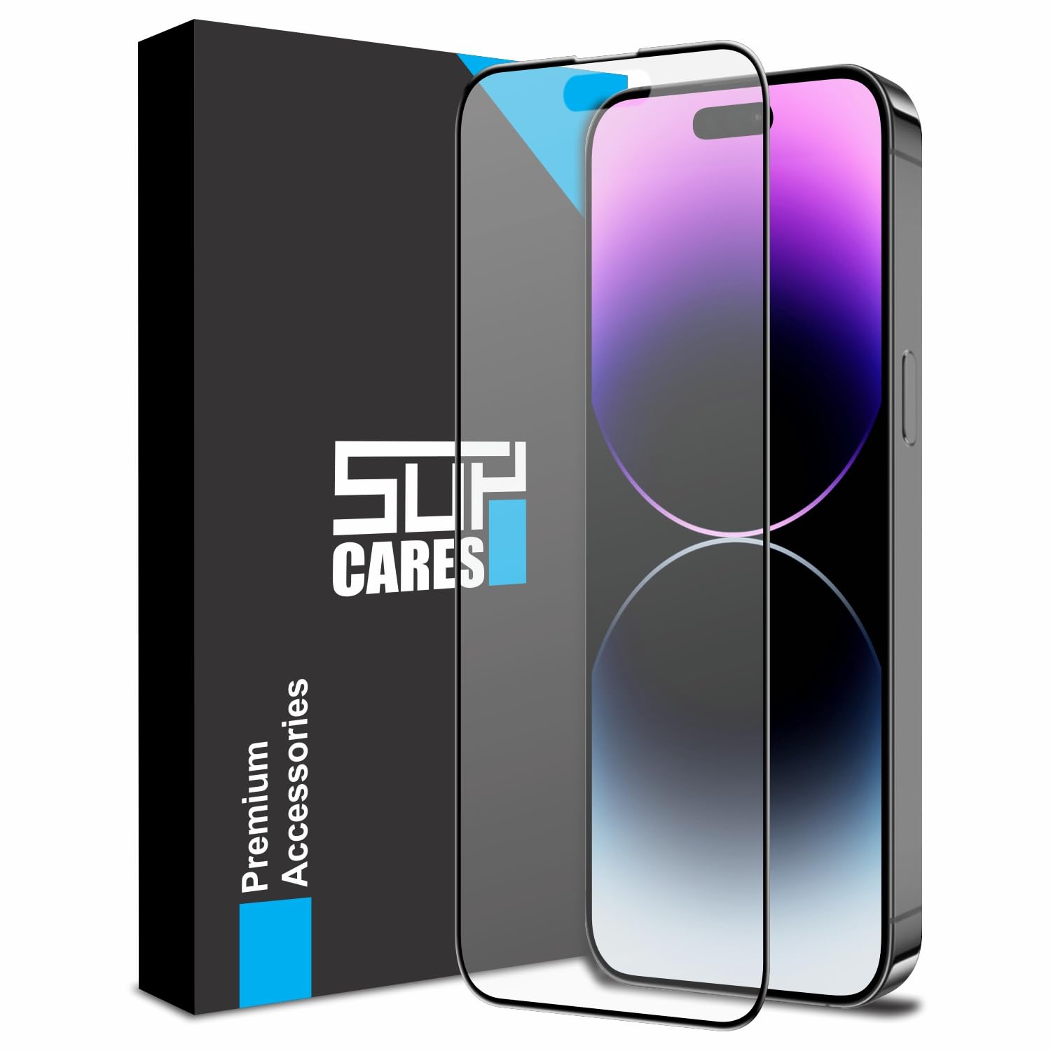 SupCares Matte Anti-Glare Tempered Glass for iPhone 14 Pro Max (6.7 Inch) With Installation Kit | Military-Grade Gorilla Screen Protector | Edge to Edge Coverage | Black