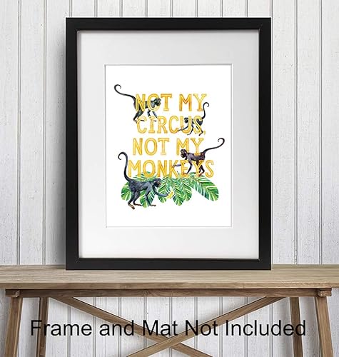 Miniatura 3 de Not My Circus Not My Monkeys Sign - Sayings for Wall Decor - Funny Sayings - Palm Wall Decor - Monkey Decor - Yellow, Green Circus Decorations -
