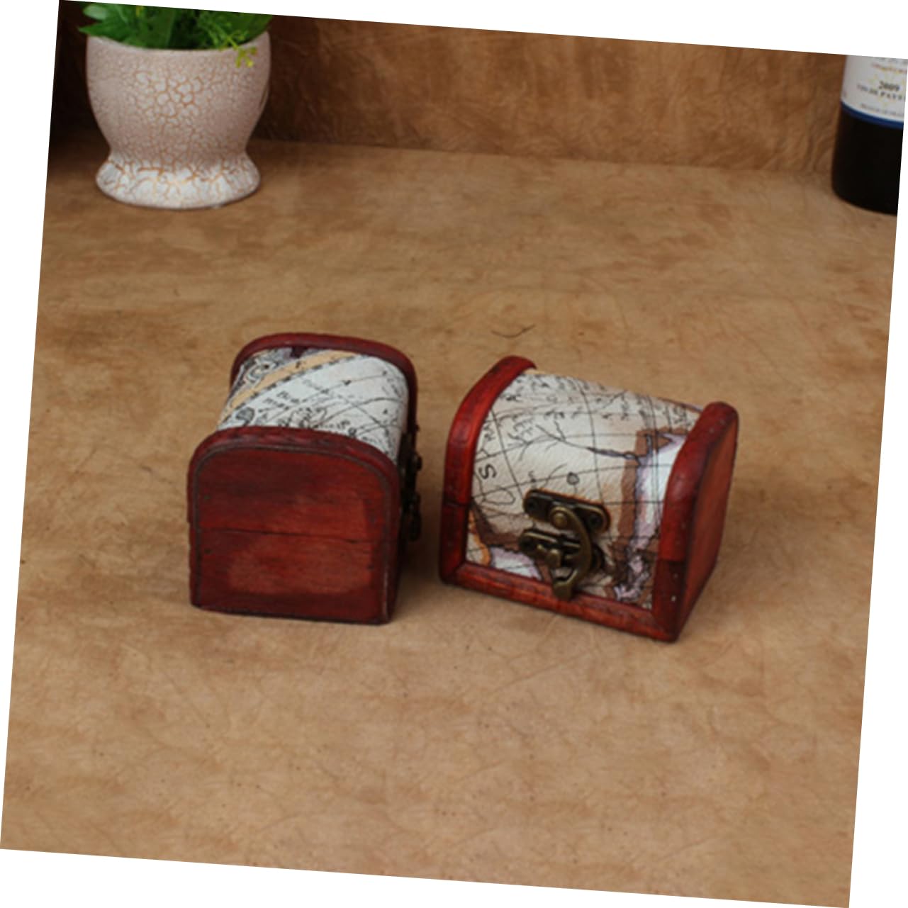 Healeved 3pcs Storage Box Jewelry Containers Retro Case Keepsake Shaped Treasure Chest Storage Crate present Boxes Photo Prop Storage Chests Wood