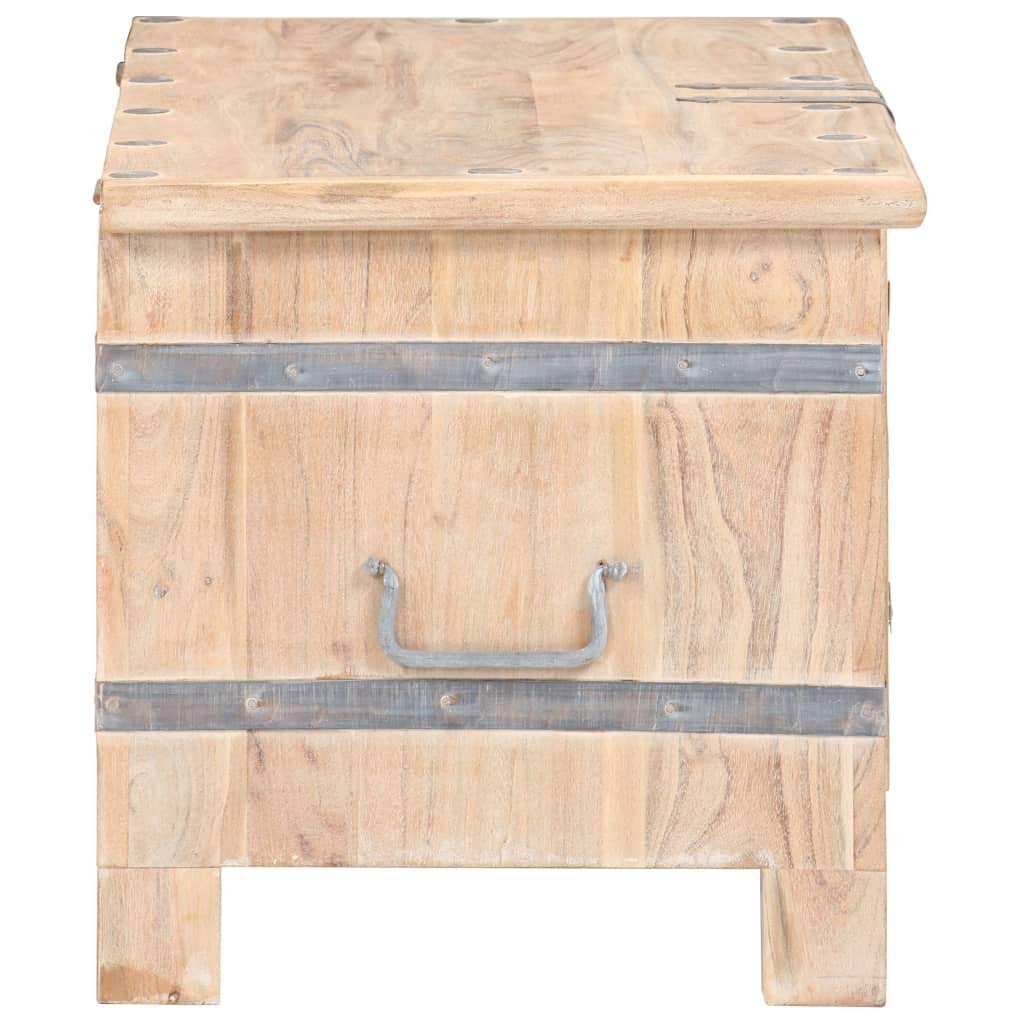 Baúl de madera maciza de acacia, 90 x 40 x 40 cm, caja de almacenamiento con tapa, color blanco, para salón y pasillo, caja multiusos de madera auténtica, con asas y candado