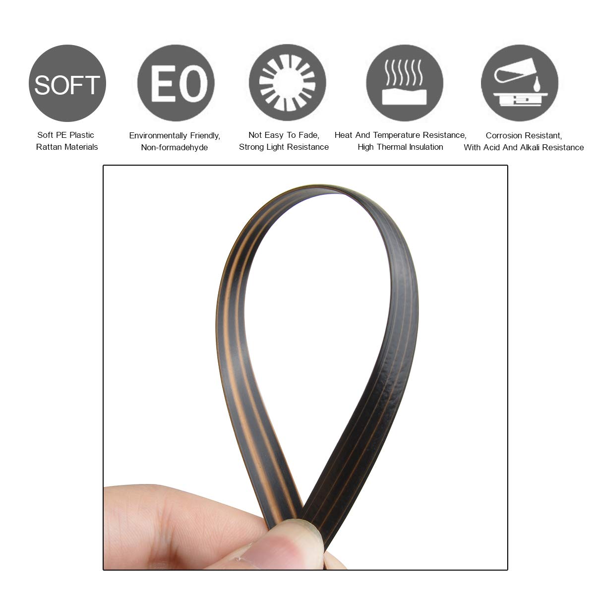 YebiO 500G (70M) Gradientowe Płaskie Tkanie Rattanu, Szerokość 8Mm Syntetyczny Rattan Naprawa Dzianina Materiał Plastikowy Rattan Dla Majsterkowiczów Handmadeniture Krzesło Kosz Stołowy/01 Coffe
