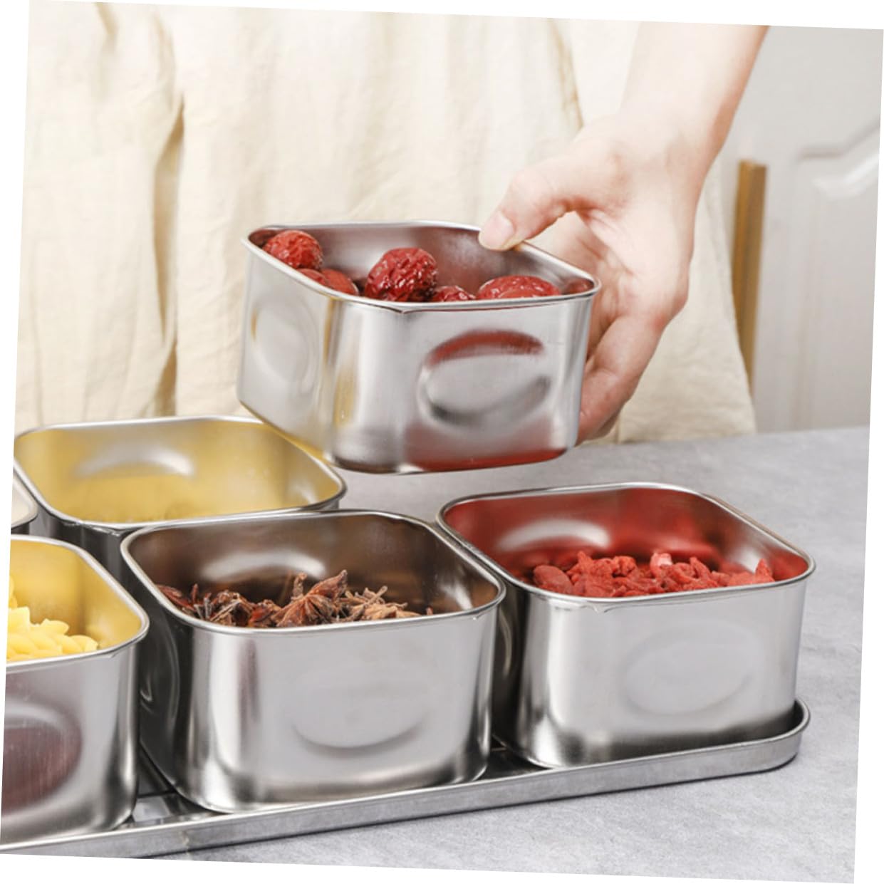 COLLBATH 1ensemble Boîte à Épices Avec Compartiments Pour Rangement Pratique Assaisonnements Cuisine