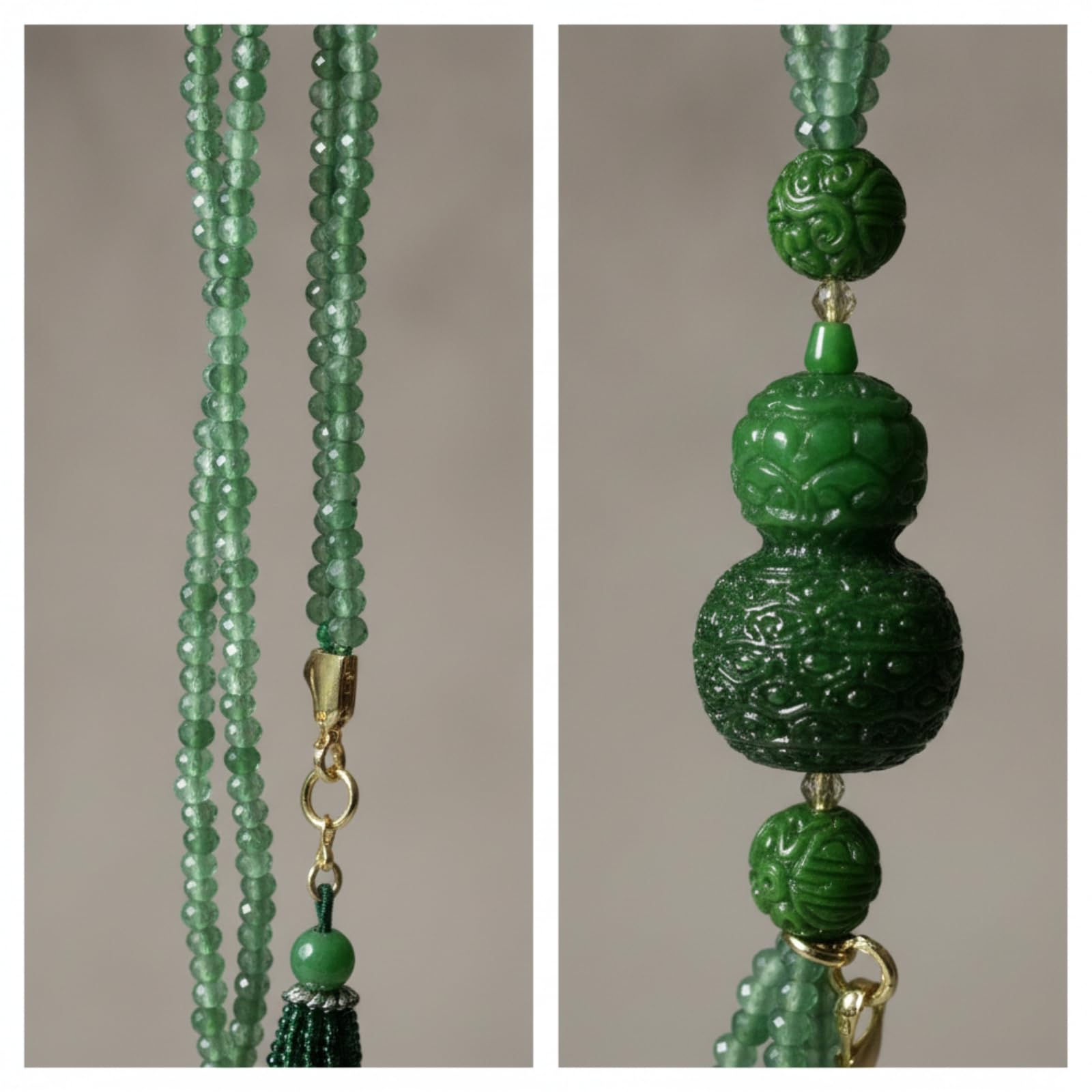 Baoblaze Collana Donna Elegante Collana Multistrato Collana Perline Collana con Pendente Design Vintage con Fili Drappeggiati E Dettagli Scolpiti in Perline Verdi Adatta per Ufficio Uscite