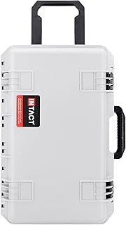 22 Inch Intact Premium Series Hard Rolling Carry-On Travel Case, Lightweight and Durable Design with Foam (White)