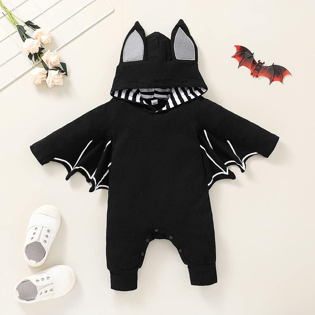 My First Halloween Outfits Newborn Baby Boy Bat Cosplay Costume Infant Baby Hoodie Romper Jumpsuit Bodysuit
