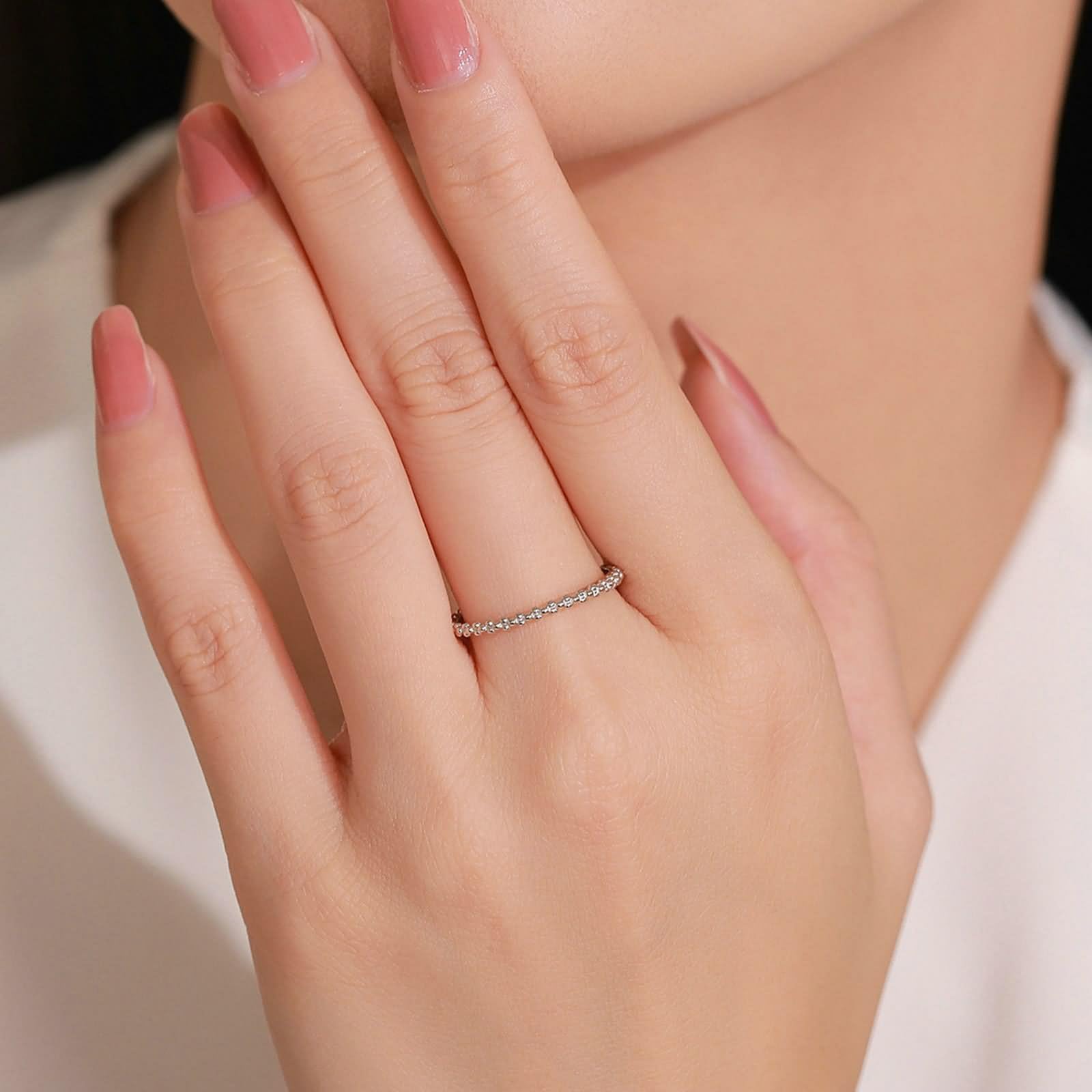 Anillos de aniversario para mujer, anillo de compromiso apilable con puntos redondos, regalos únicos para mujer