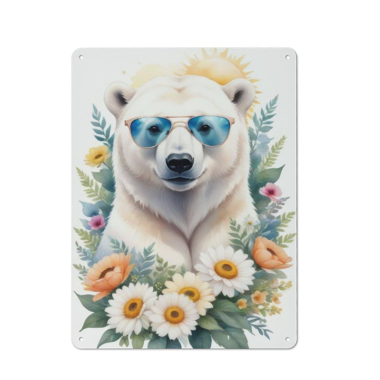 Junmoney Watercolor Polar Bear Tin Wall Plaque 40X30cm With For Man Cave Or Games Room, For Garage, Workshop And Man Cave Decoration