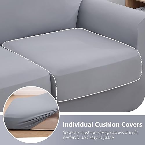 Miniatura 3 de hyha Fundas de sofá de 3 piezas para sofá de 2 cojines, fundas de sofá biplaza, fundas de sofá, fundas elásticas lavables para sofá biplaza con