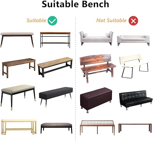 Miniatura 6 de ele ELEOPTION Fundas de banco de terciopelo y elastano, funda elástica para sala de estar, dormitorio, cocina, antideslizante, lavable con correas