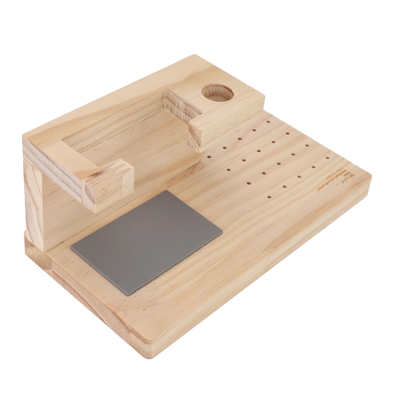 Nail Drill Bit Holder Wooden Organizer Storage Box, Keep Your Nail Drill Machine Bits Neat and Organized with this Holder, Featuring Nail Drill Bit Organizer 20 Small Round Holes