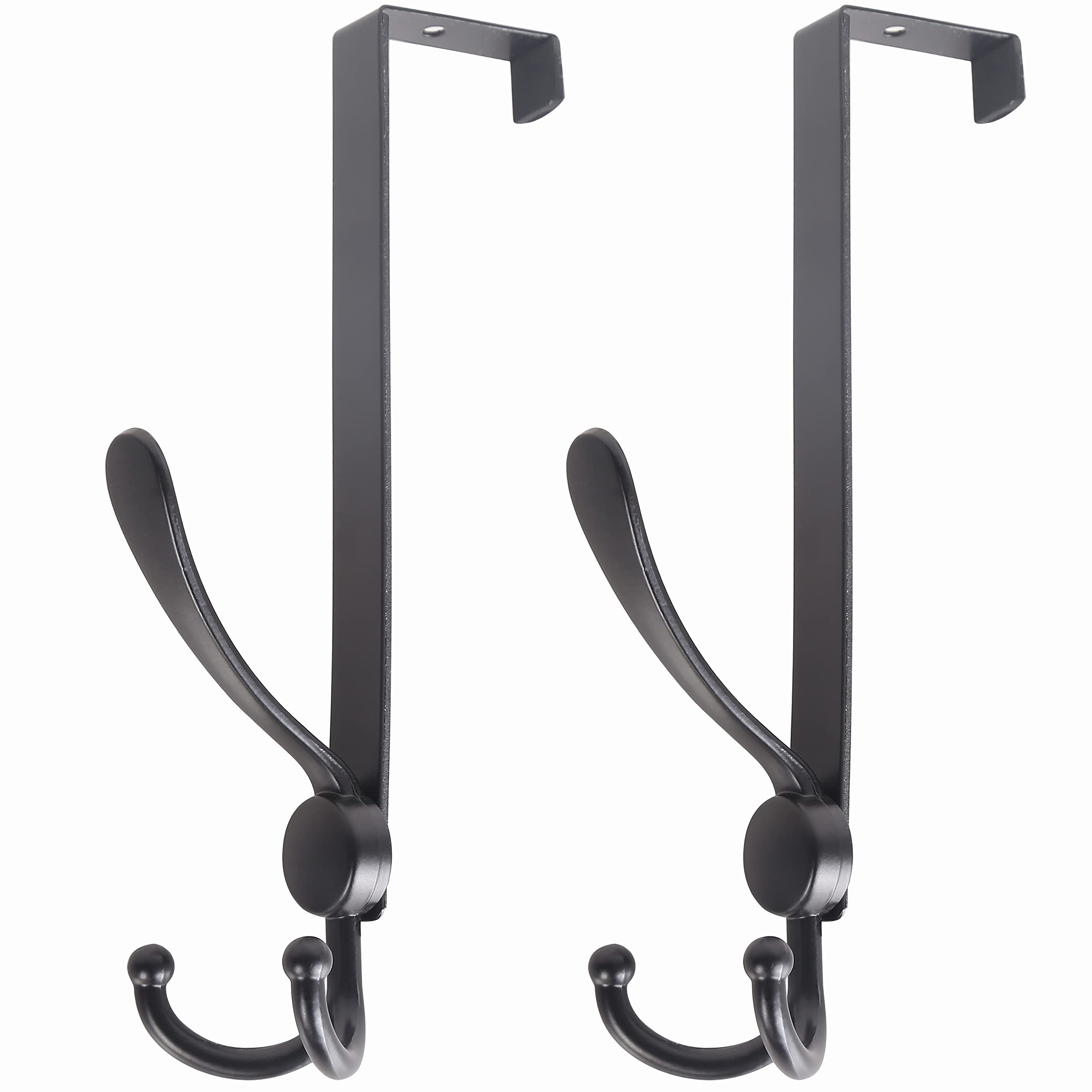 Photo 1 of 2 PACK Dseap Over The Door Hooks, Stainless Steel Tri-Hook Over Door Towel Rack, Door Coat Rack Hangers for Hanging Towels Hats Clothing Clothes, Fit 1-3/4” Door, Black, Pack of 2 2 Black