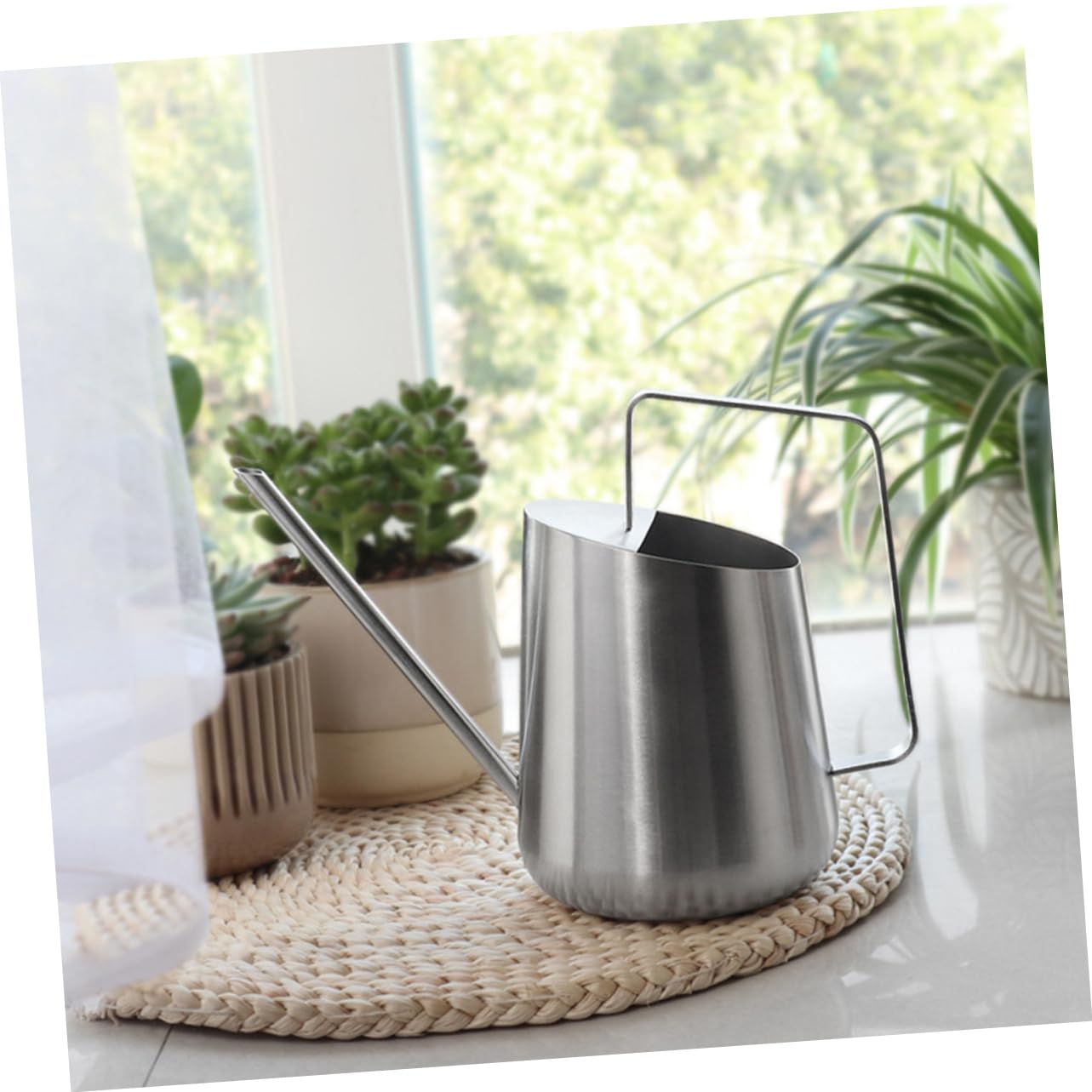Abaodam 2 Stück Gießkanne aus Edelstahl Anlage Gießkanne groß Zimmerpflanze Garten Hydro inoxlm giesskanne Wasserkocher aus Metall für zu Hause Rostfreier Stahl Silver