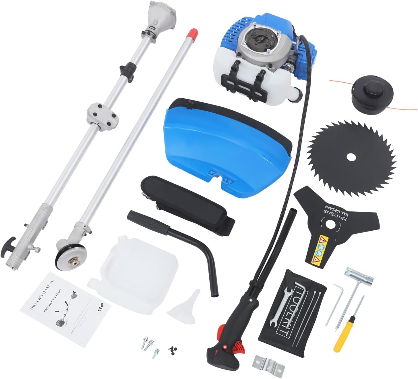 26CC Brush Cutter Gas Powered Weed Wacker 2 Stroke 3 in 1 Multifunction Gas Weed Trimmer with U-Handle & Strap, Heavy Duty Lawn Gas Edger for Yard Garden Brush Trimming Lawn Care