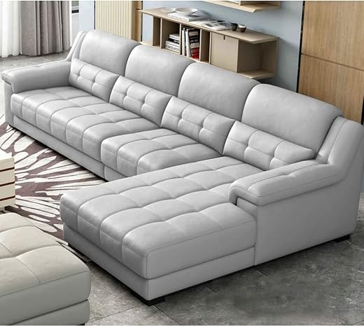 Casaliving - Vincy RHS 5 Seater L Shape Sofa Set for Living Room (Black Leathertte)