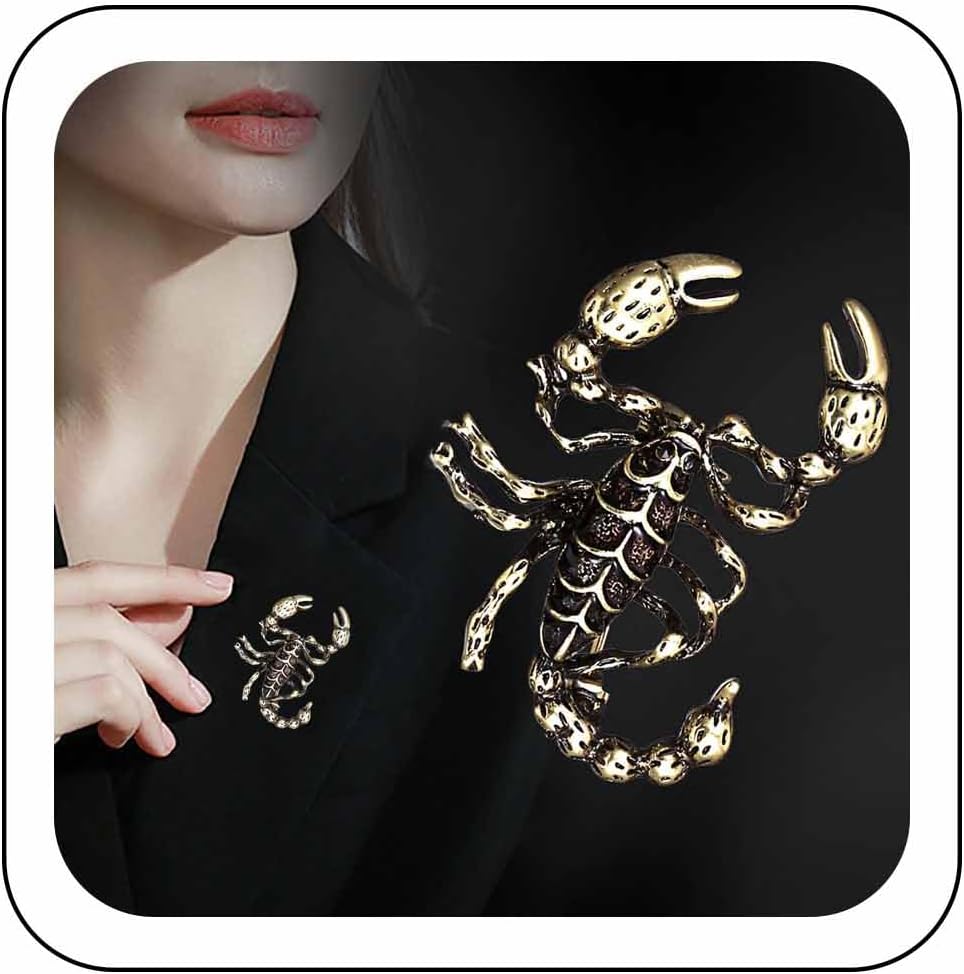 Scorpion Enamel Pin Black Gold Scorpion Insect Brooch Personality Corsage Bouquet Lapel Pin Scarf Shawl Decoration Accessories for Women Men