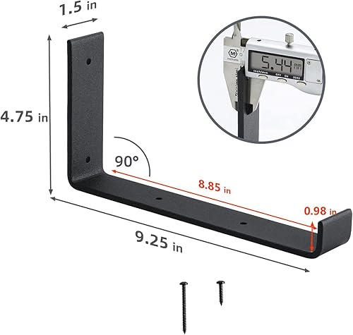 Miniatura 7 de Paquete de 10 soportes de estante en J resistentes con labio, soportes flotantes montados en la pared de 9 pulgadas para soportes de estantes