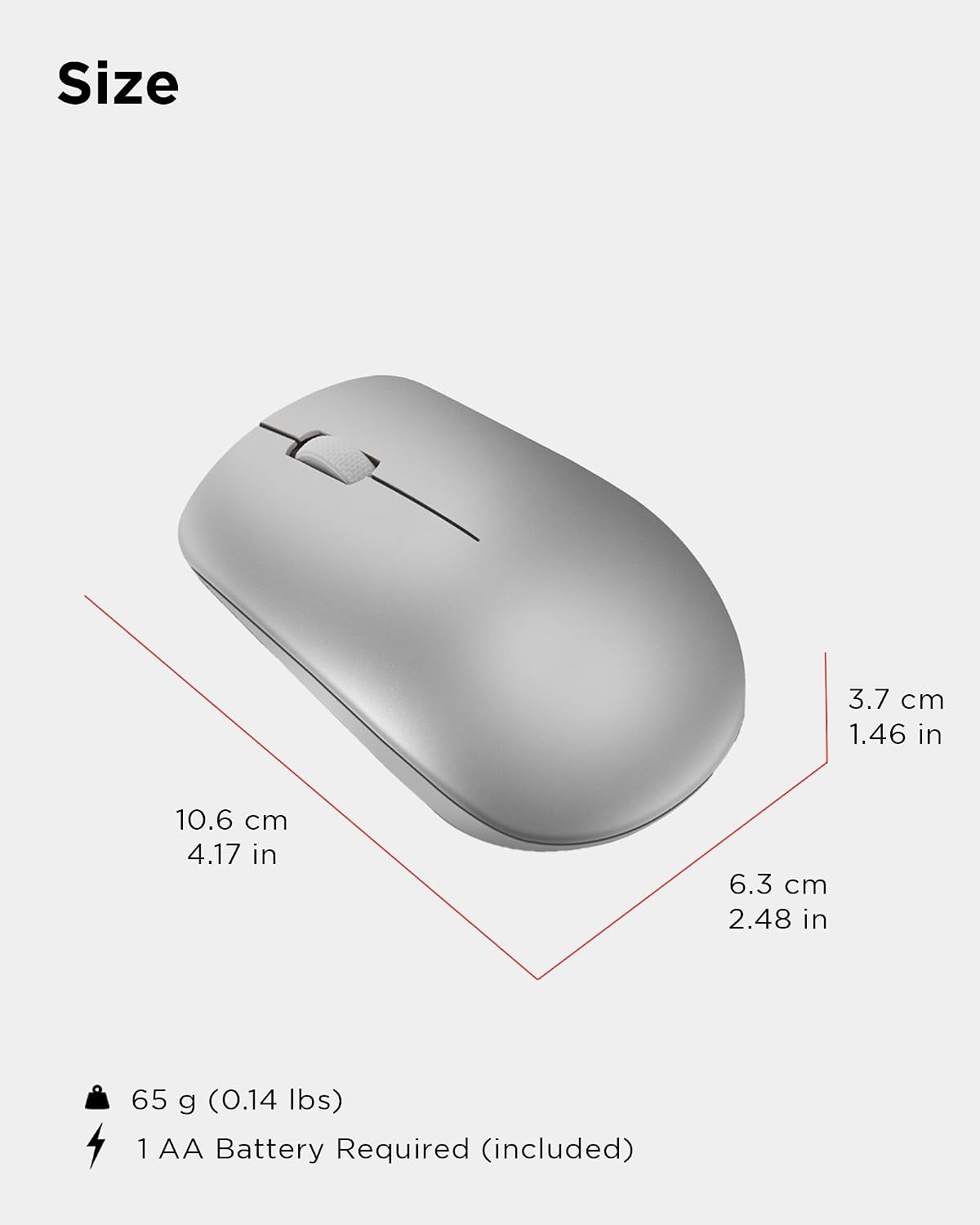 Lenovo 530 Full Size Wireless Computer Mouse for PC, Laptop, Computer with Windows - 2.4 GHz Nano USB Receiver - Ambidextrous Design - 12 Months Battery Life - Platinum Grey 8 616JsLt5r2L. AC SL1500