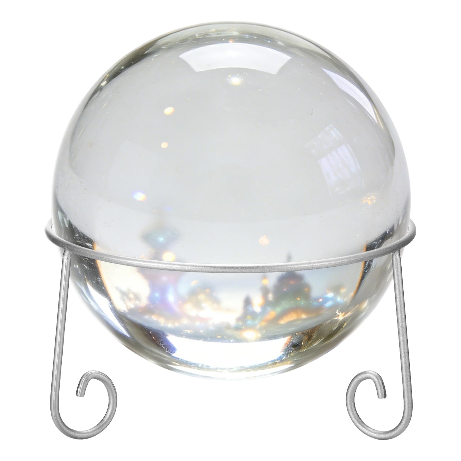 sourcing map Iron Metal Gazing Ball Stand, 20cm x 11cm(IDxH) Garden Crystal Ball Display Stand for 22-27cm Sphere Holder Plant or Flowerpot Holder Home Decoration for Yard Garden, Silver