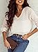 SHEWIN Womens Fall Fashion Crochet Sweaters Casual Lightweight Long Sleeve Hollow Out Sweater Tops V Neck Cable Knit Pullover Jumper Fall Outfits for Women 2025, M, White