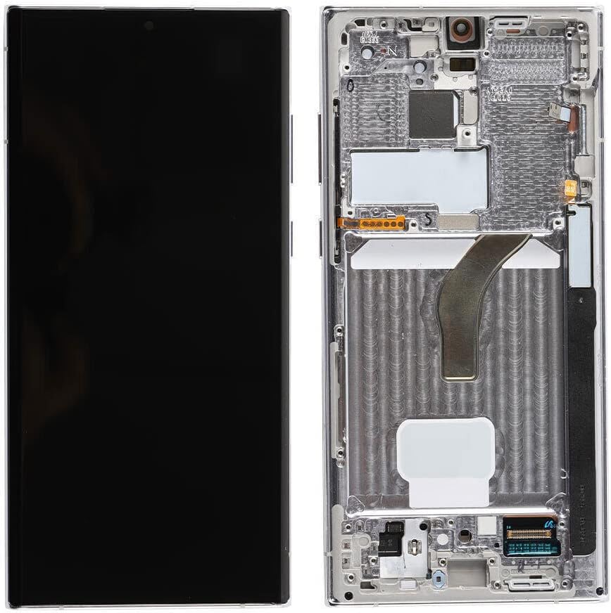 6.8" Original for Samsung S22 Ultra Touch Screen Display Digitizer S22Ultra 5G S908E S908E/DS S908U S908W S908B/DS LCD Screen Replacement (with White Frame and Back Cover)