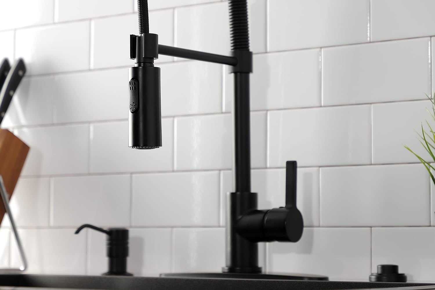 Gourmetier LS8770CTL Continental Single-Handle Pre-Rinse Kitchen Faucet, Matte Black