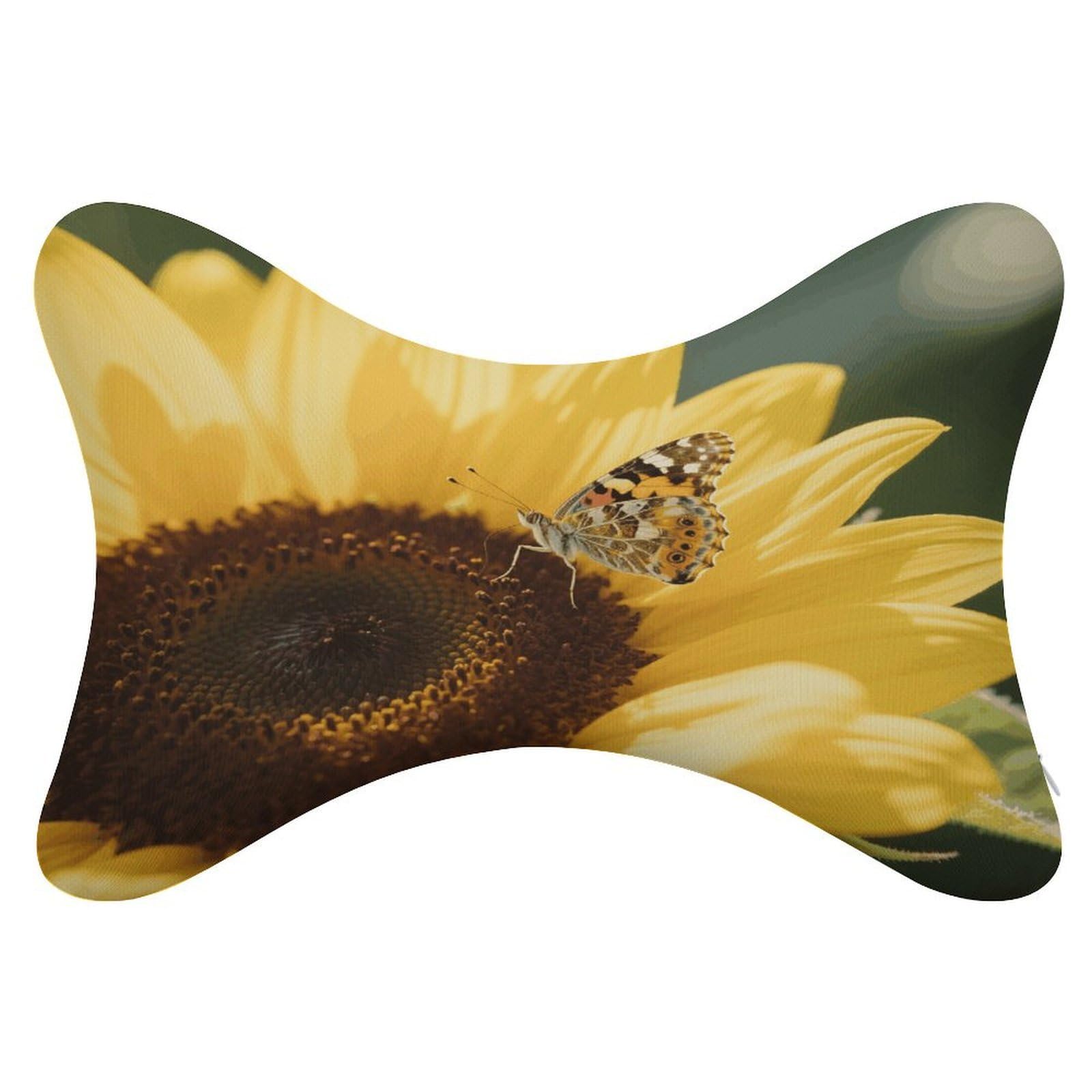 VstaDank Sunflower Car Pillow Soft Car Neck Pillow Breathable Dog Bone Shaped Travel Neck Pillows Washable Removable All-Season Universal Cars Head Rest Pillows
