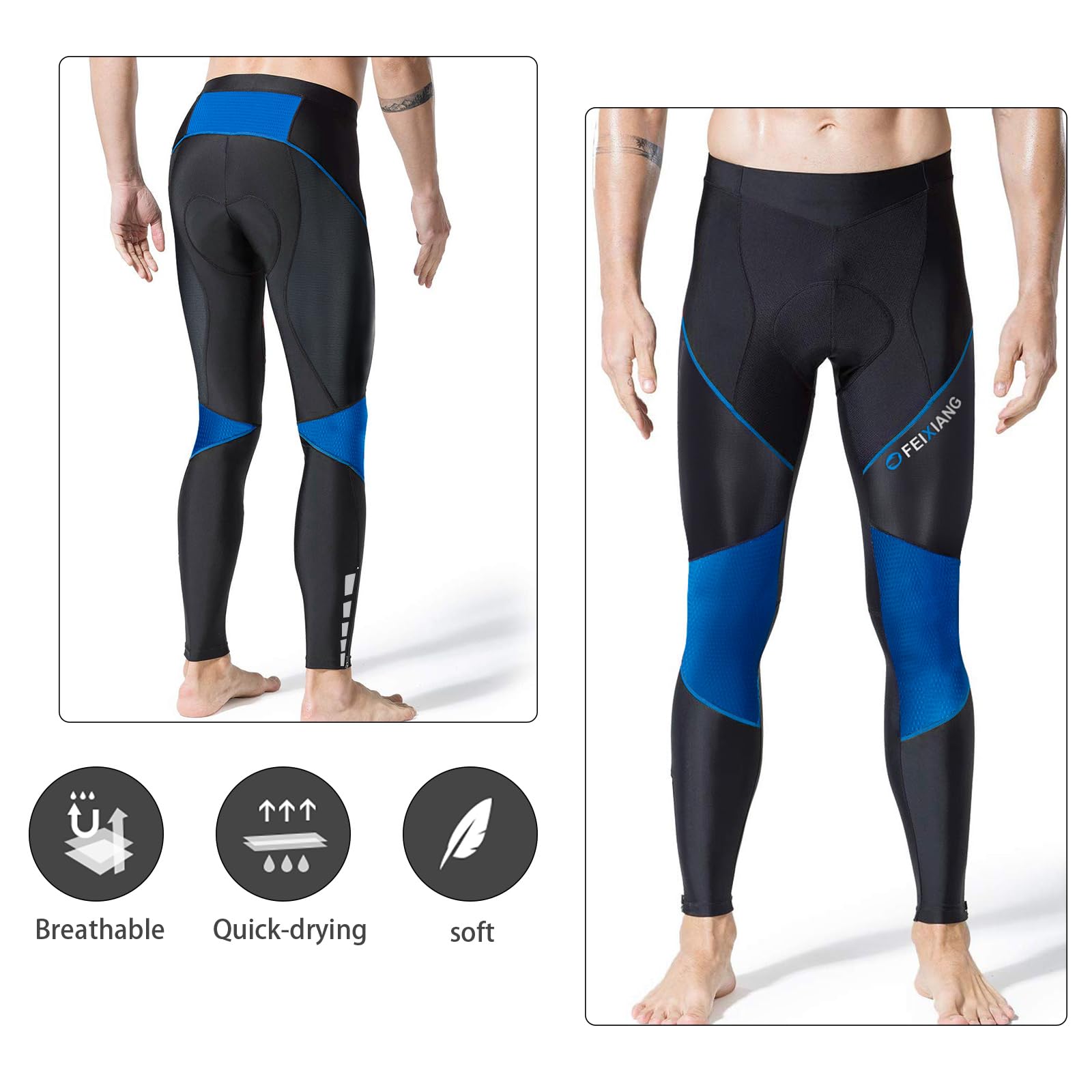 MEETWEE Męskie spodnie rowerowe, długie spodnie rowerowe, kompresyjne, legginsy do jazdy na rowerze, spodnie dla mężczyzn, elastyczne, oddychające, z gąbką 3D
