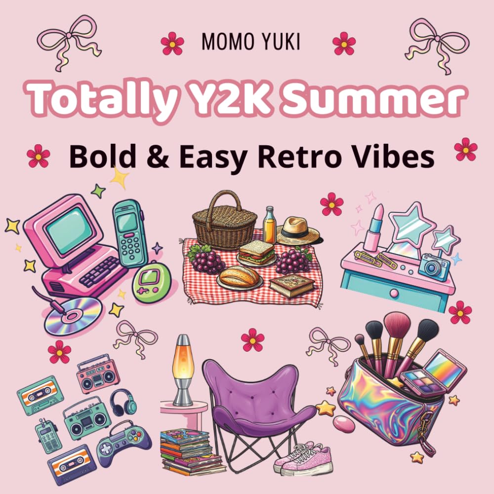 Totally Y2K Summer Bold & Easy Retro Vibes: 35 Simple and Bold Coloring Pages of 2000s Retro Vibes, Summer Fashion, and Nostalgic Tech for Adults and Teens.