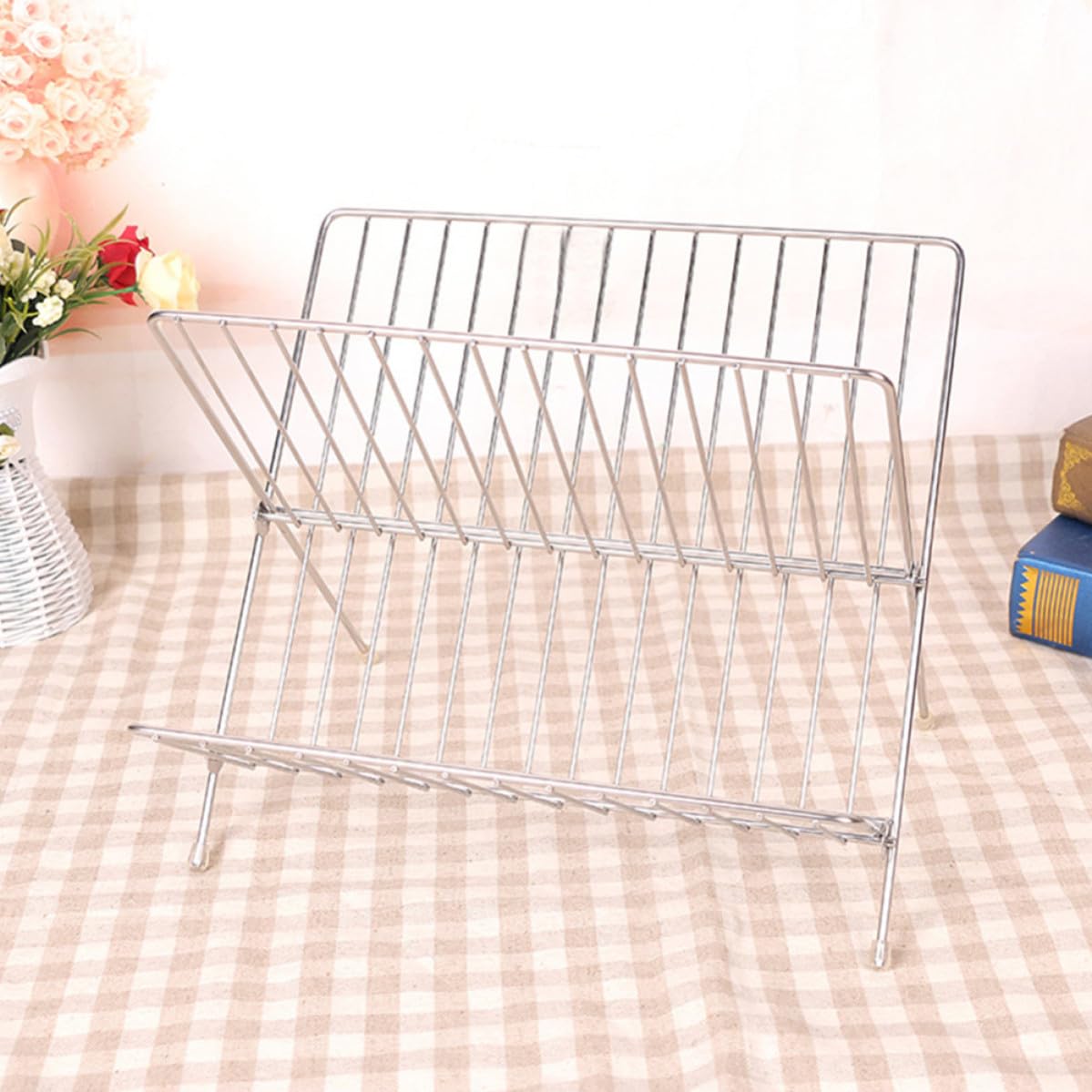 Porte-assiettes Rangement Drainage des Assiettes en Acier Inoxydable Argenté, Support Vaisselle Simple et Fonctionnel Cuisine