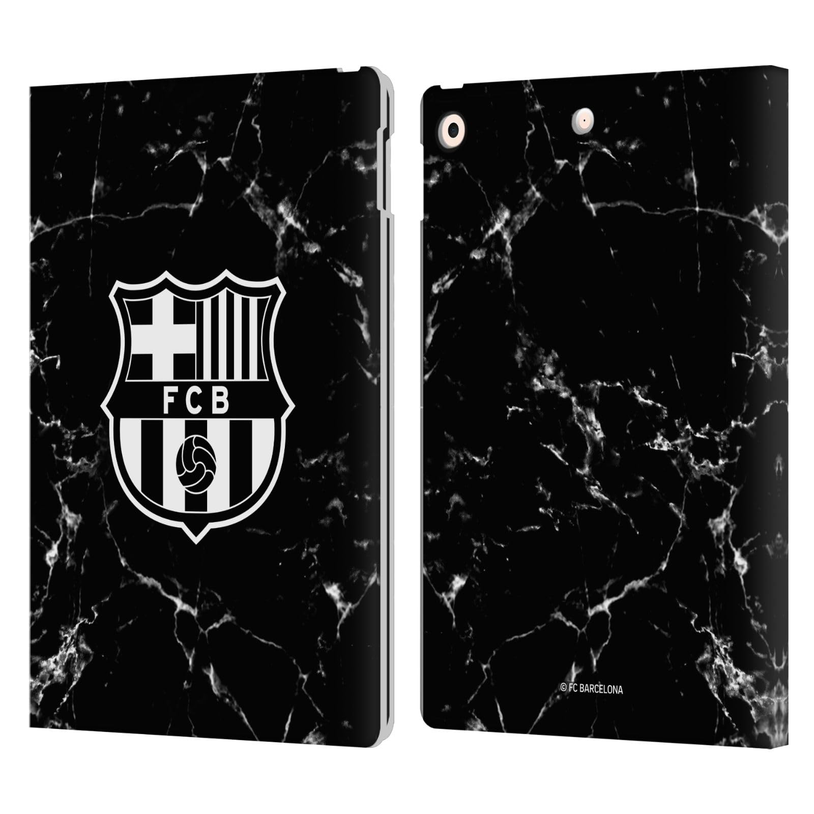 Head Case Designs Oficial FC Barcelona Mármol Negro Carcasa Cuero Tipo Libro Compatible Apple iPad 10.2 2019/2020/2021