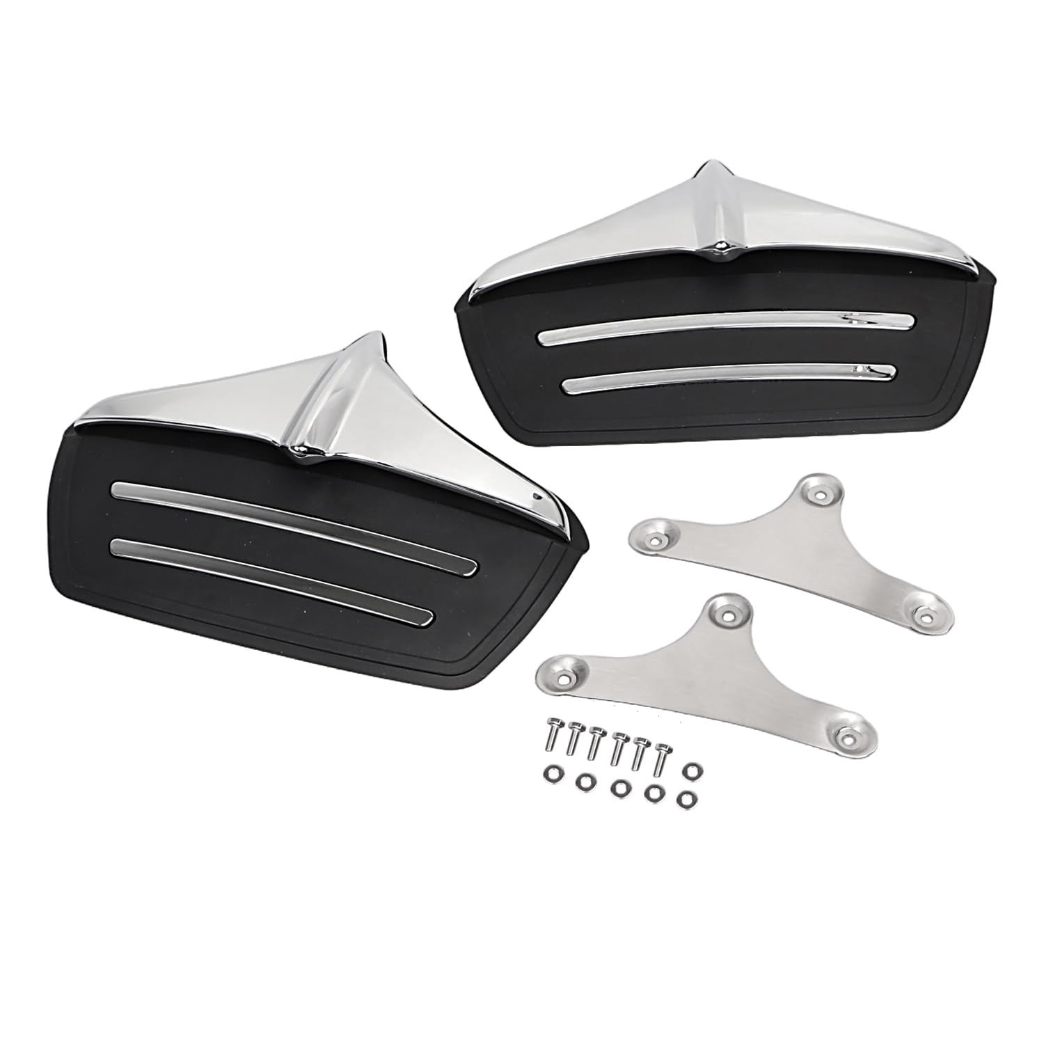 Metal Rear Wheel Mud Flaps Fender Guards Accents Trim for Harley Tri-Glide Ultra Classics FLHTCUTG 2011-2023 and FLHXXX Street Glide Trikes 2011, #02 Chrome+Black