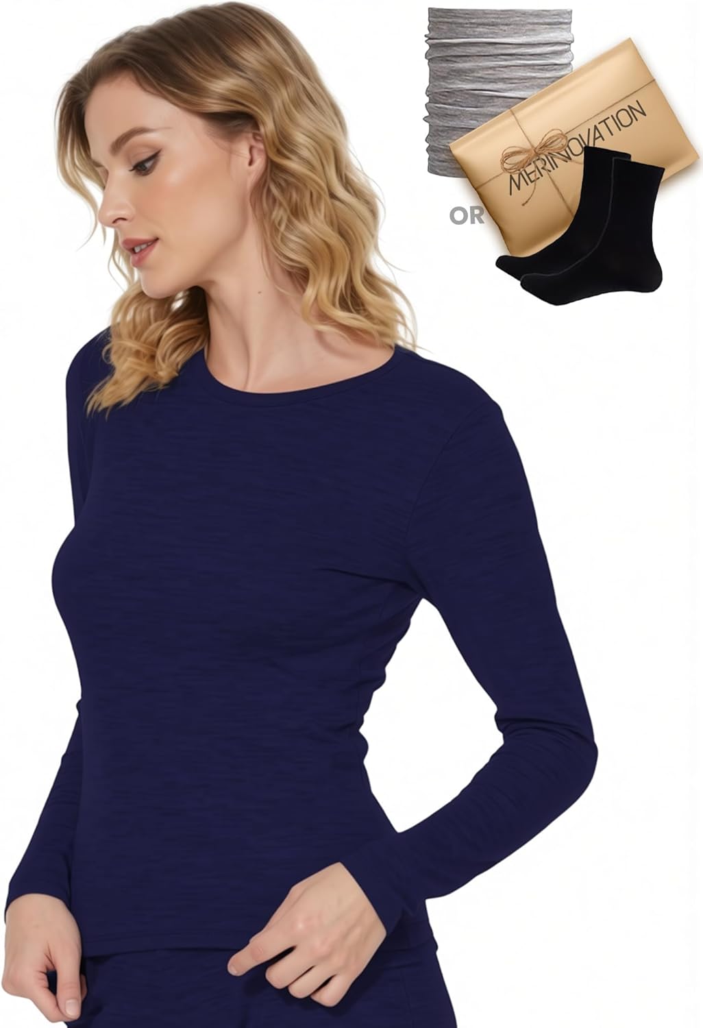 MERINNOVATION Merino Wool Base Layer Women - 100% Merino Wool Shirts for Women Lite - Midweight Long Sleeve Thermal Tops