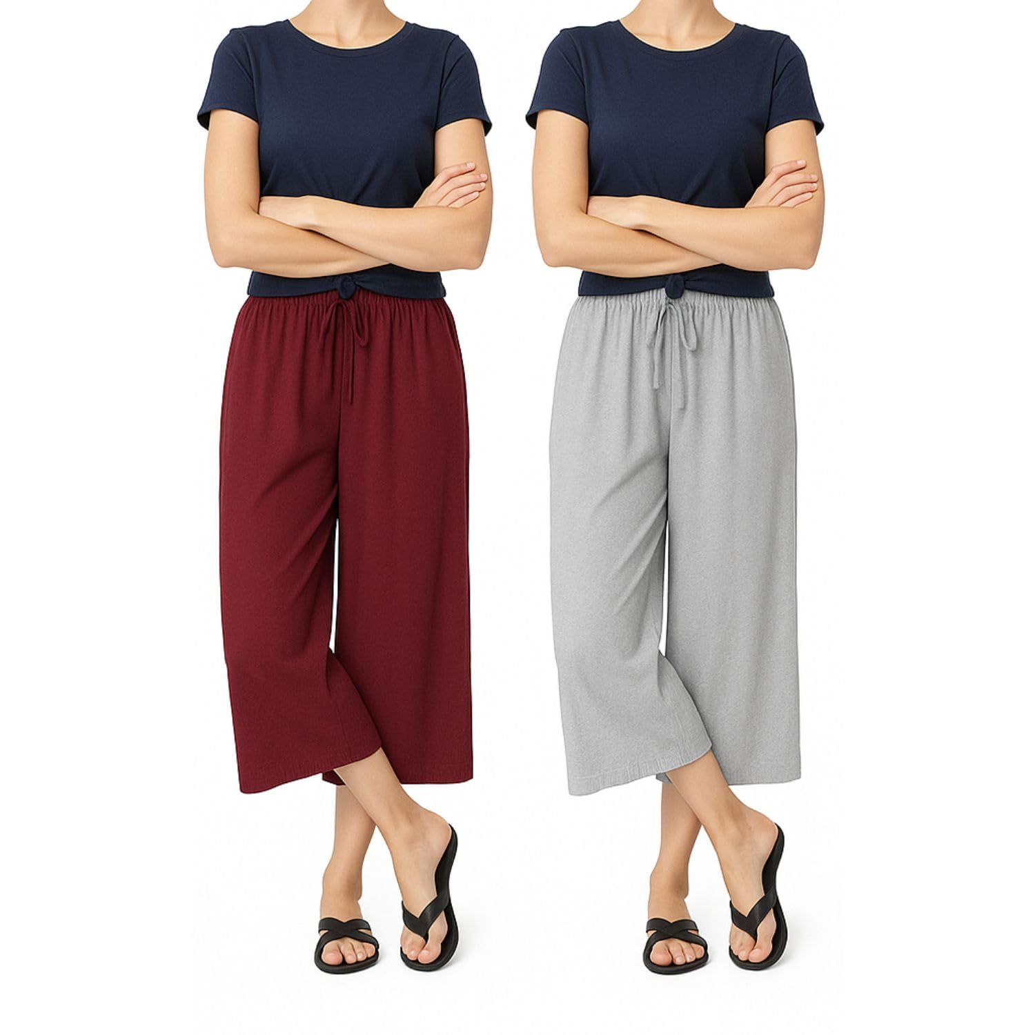 Womens Cotton Loosefit Yoga Pants Trousers for Womens Combo Pack of 2 (Grey, Marrone)-image-10