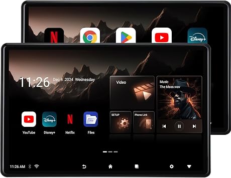 14 inch 4K Android.13 Car TV Headrest Monitor for Cars Back seat Rear Entertainment System, Support Phone Wireless Mirror Link Touch Screen,with WiFi/Bluetooth/HDMI/USB/Video Player 4G+64G2*PCs