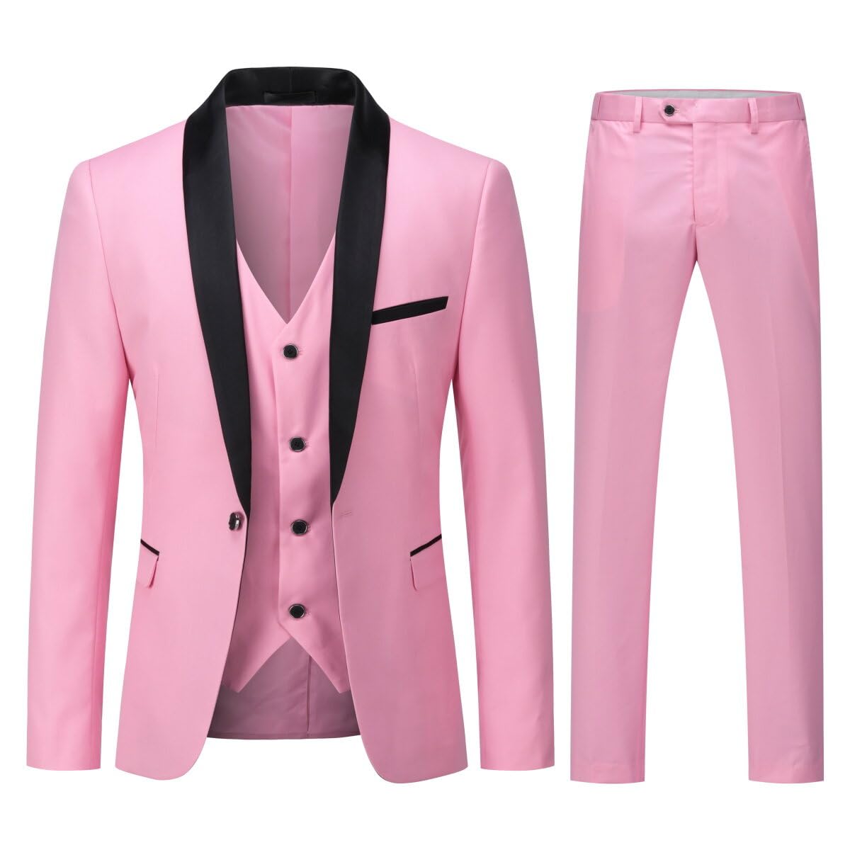 YOUTHUP Abito Uomo Slim Fit 3 Pezzi Abiti da Sposa Elegante Cerimonia Shawl Lapel Smoking Blazer Pantaloni Panciotto