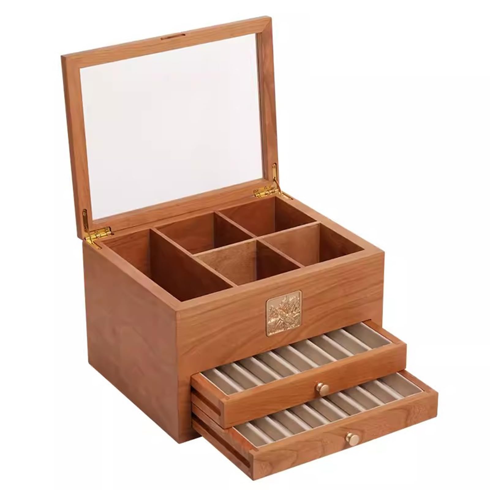 Caja Expositora De Bolígrafos De Madera, Caja Organizadora De 2 Capas/18 Ranuras, Con Ranuras De Almacenamiento Para Botellas De Tinta Y Ventana De Vidrio, Caja Organizadora Para Coleccionistas De Pl