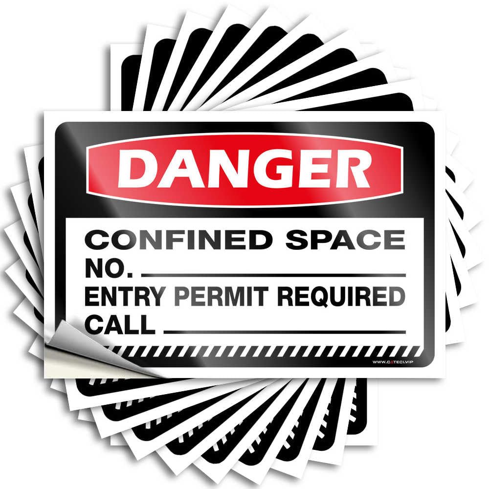 Bumper Aesthetic Waterproof Vinyl Sticker | Danger Confined Space No. Entry Permit Required Call Optical Illusion Cover for Adult DIY Projects(12X18CM)