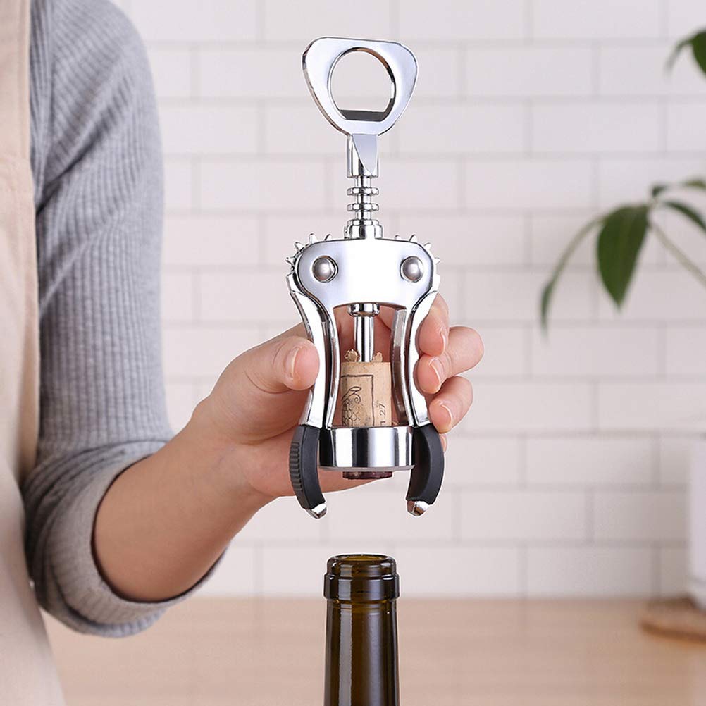 Kuou 2 Stück Multifunktions Winged Korkenzieher, Edelstahl Weinöffner Flaschenöffner mit Weinstopper für Haus Bar Party