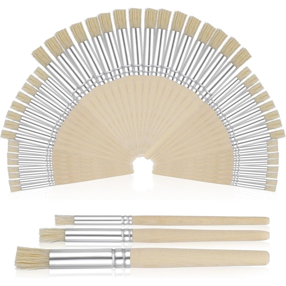 UDSKNV[KSL For Wood Wall Model House Paint Brushes- 60 Pieces for Wooden Stencil Brushes, Natural Handles for Painting