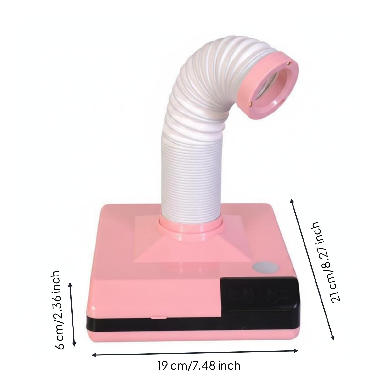 Milageto Colector de Polvo de Uñas Profesional Aspirador de para Manicura Extractor de Partículas Finas Ventilador de Potencia, Rosa, Boca Media - Enchufe Europeo