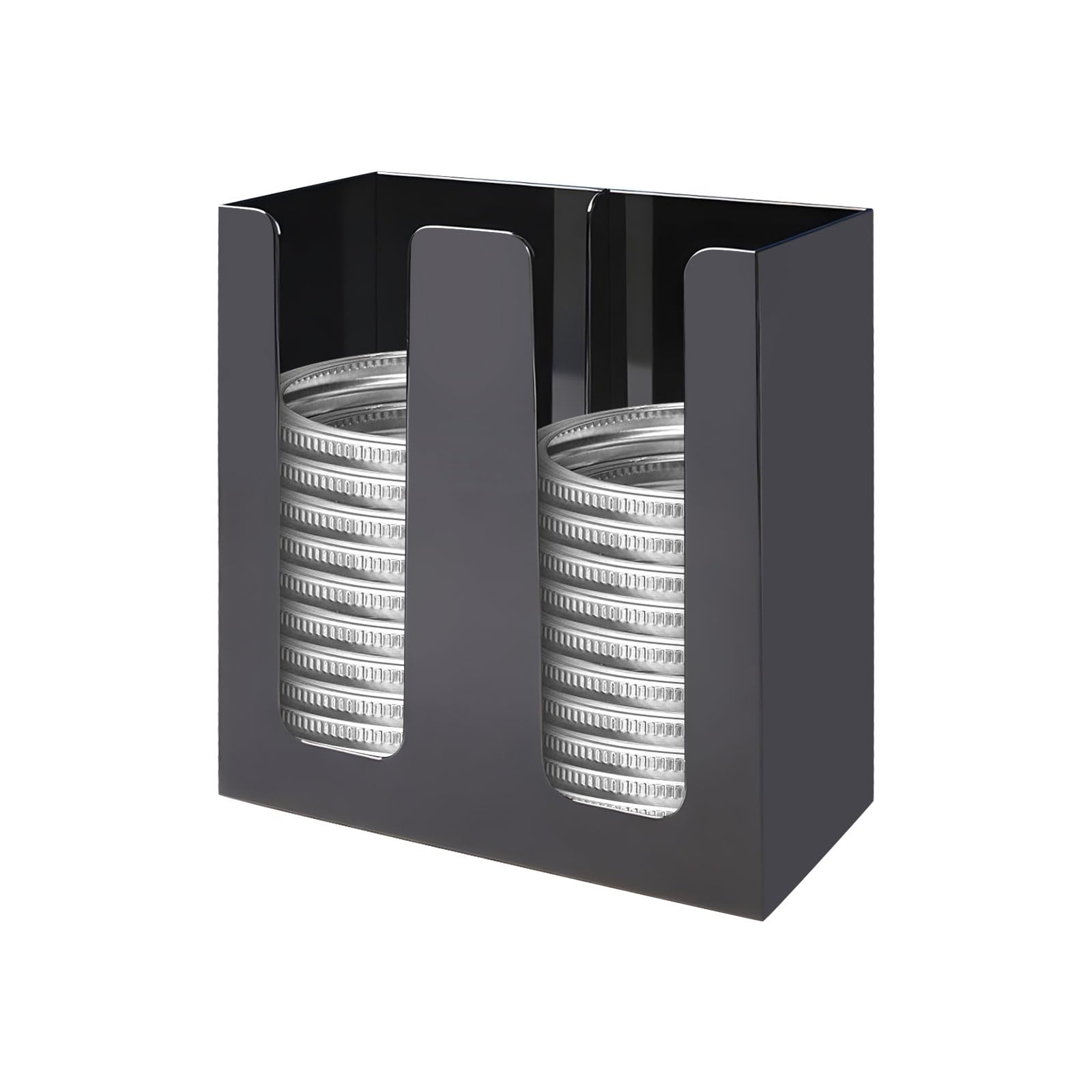 Woedpez Storage Rack for Kitchen Countertop with 2 Compartment Design Holds Coffee Cup Lids and Glass Containers Permanent Acrylic Storage Rack