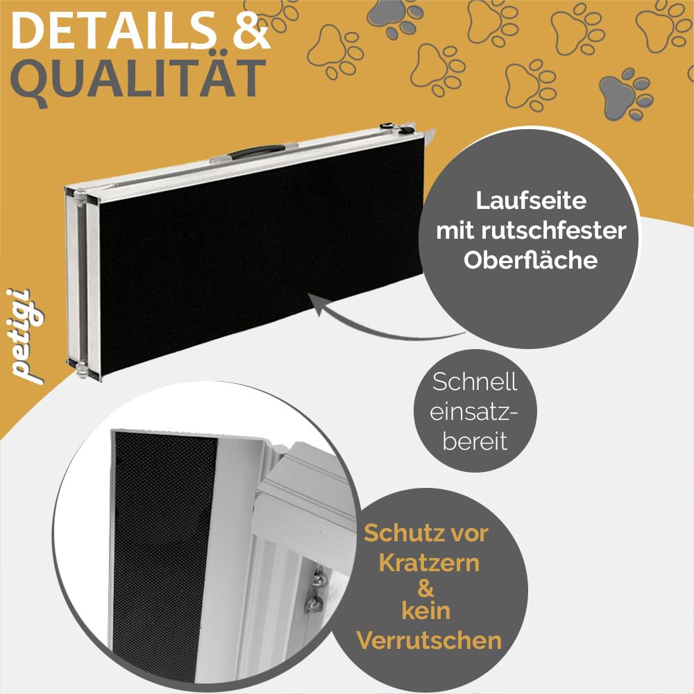 Petigi Rampes pour Chiens pour Voitures Aluminium Antidérapantes Capacité de Charge 70 kg 90 kg 150 kg