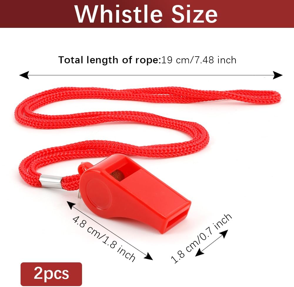Plastic Whistles Referee Whistles with Lanyard, Loud Crisp Sound Whistle for Coaches Teachers