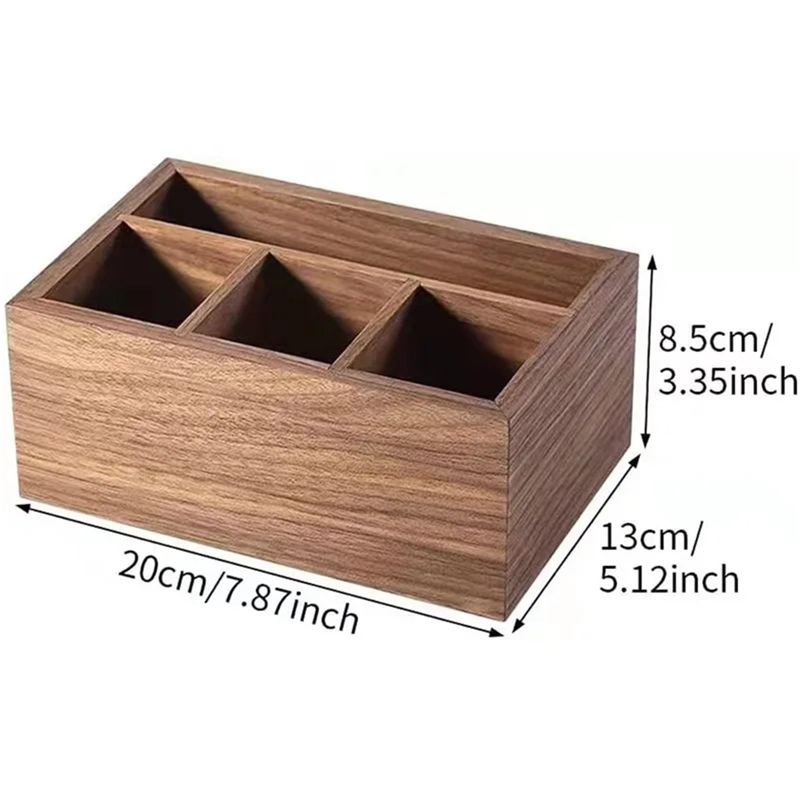 Soporte de madera para mandos a distancia Caja de madera nogal negro for controles remotos, papelería, almacenamiento maciza con múltiples compartimentos
