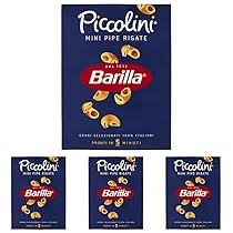 Barilla Pasta Mini Pipe Rigate Piccolini, Pasta Corta di Semola di Grano Duro 100% Italiano, 500 gr (Confezione da 4)
