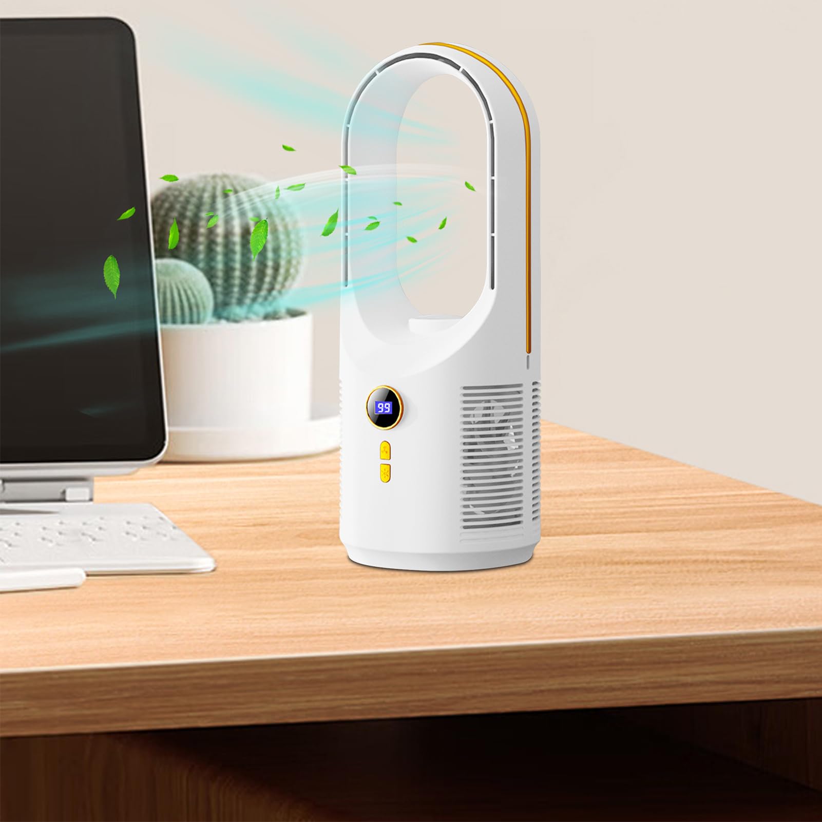 Ventilatore Senza Pale Da Scrivania Circolatore D'Aria Soffiante | Ventilatore Scrivania Senza Pale Multifunzione Luce Notturna Integrata, Portatile, Casa, Campeggio, Esterno, Aut