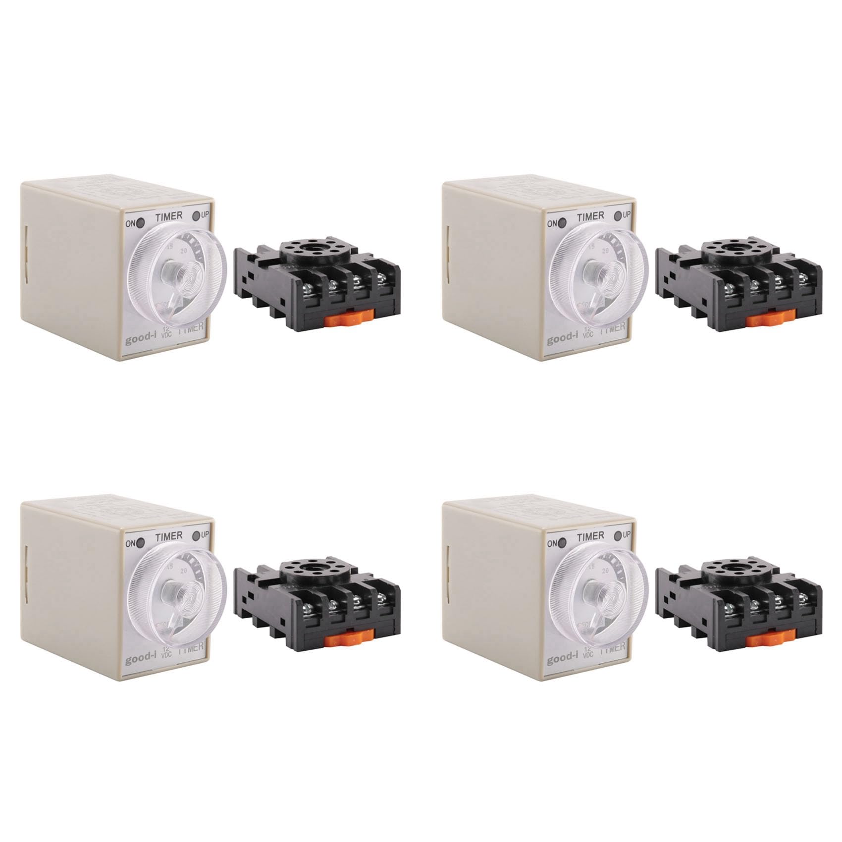 Jnchdghwa As Shown 4X Dc 12V 0-30S Electric Delay Timer Timing Relay Dpdt 8P W Base