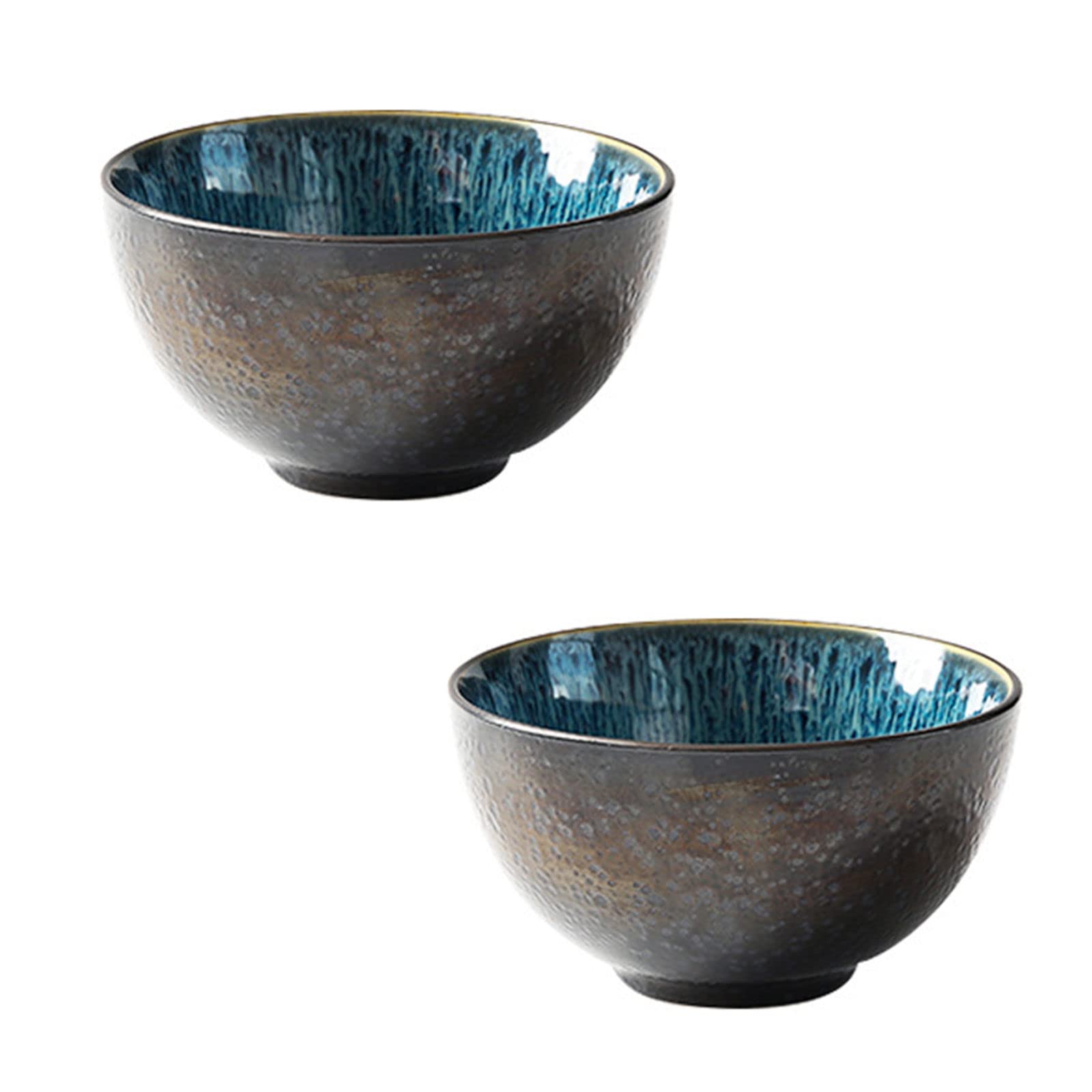 Ensaladera, tazones de sopa, tazones de ramen de cerámica de colores Juego de 2, tazones de sopa de porcelana de 6 pulgadas Apto para horno, tazones de arroz pequeños para microondas-verde-750 ml (C