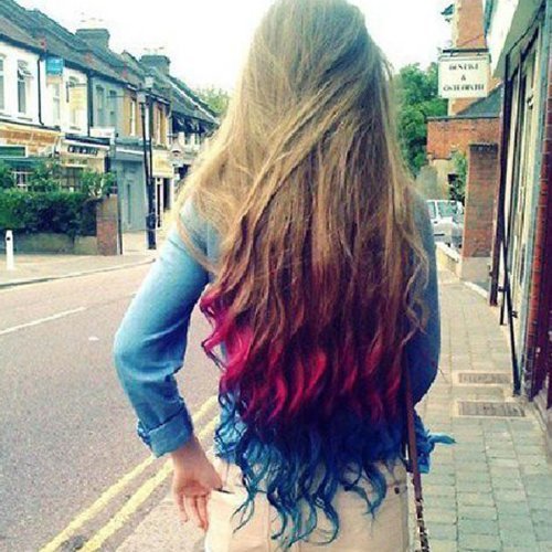 AGPtek 26" Enstyle Supreme Neon Tangle Curly 100% Human Color Hair Extension Ponytail- Dark blue to Royal Blue